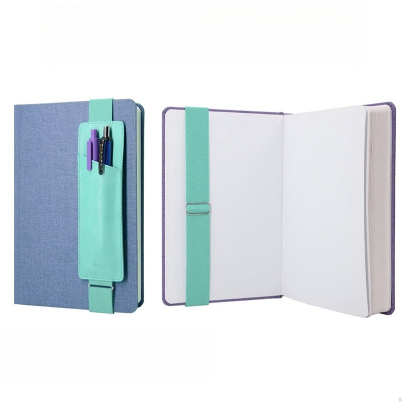 

Pu Leather Pen Bag Elastic Buckle Book Notebook Fashion School Pen Case for Office Meeting Easy Carry Office Student Stationery