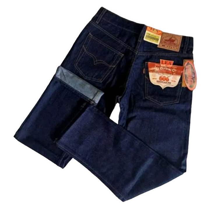 celana jeans pria lea 606 original standart-reguler ukuran 28-38 - Hitam, 33