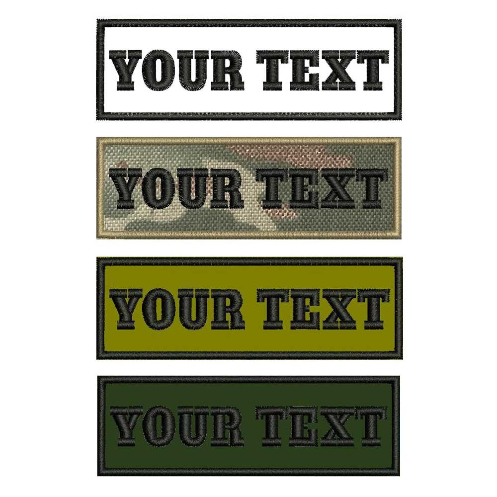 Custom Name Text Army Blood Number ID Badge Embroidered Patch Merrow Border with Iron on Hook Backin