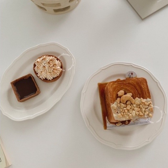 MINIHOME - Plate Korea Aesthetic Piring Alas Makan Keramik Dessert Homecafe Polos Vintage GOUW