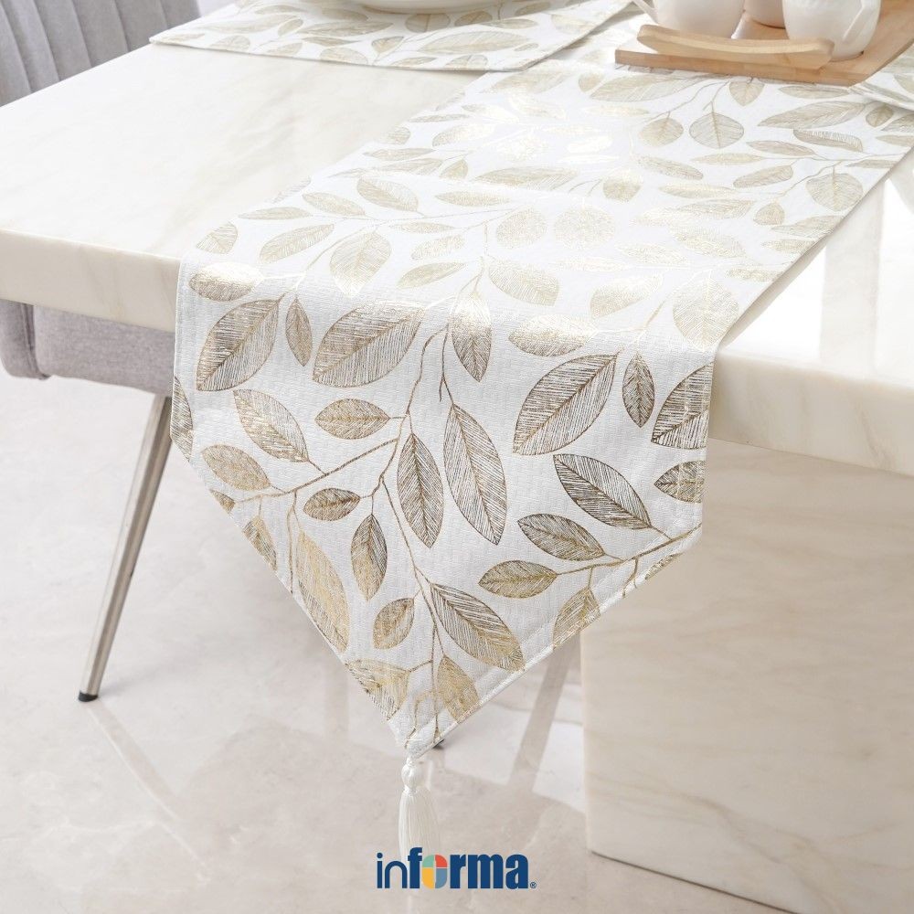 Informa Table Runner Set 5 pcs Foil Print 061 Alas Meja Kain Meja Runner Meja Hias Meja