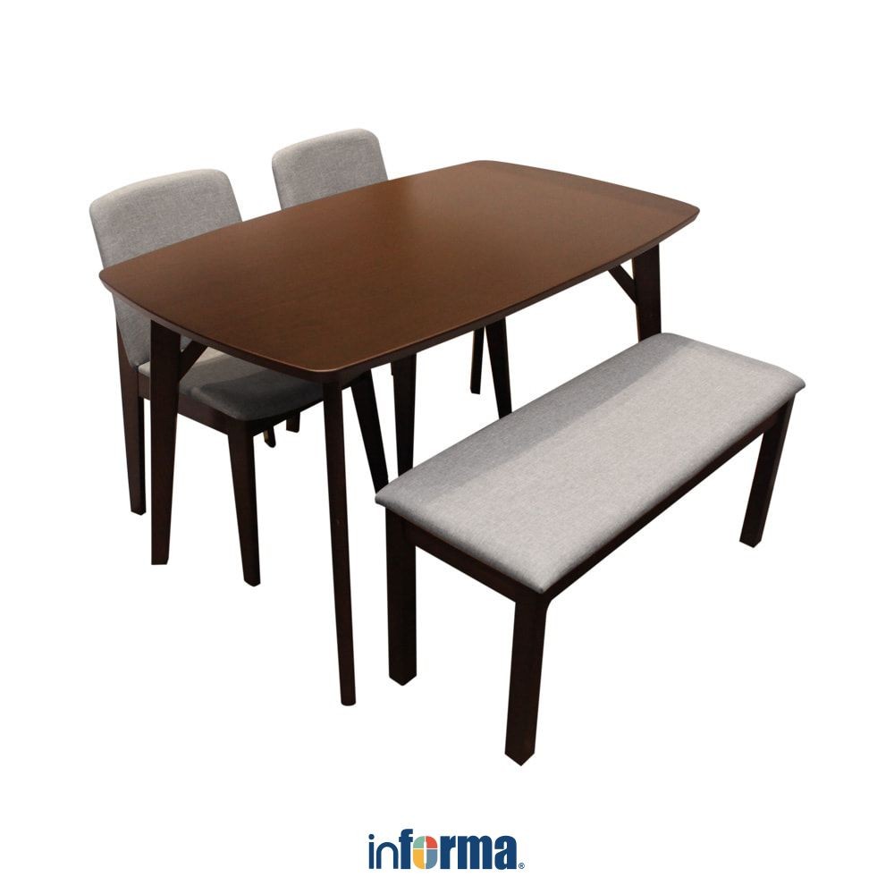 Informa Set 4 Pcs Elodia Meja Makan & Kursi - Cokelat Beech Dining Table Set Meja Kursi Ruang Makan 