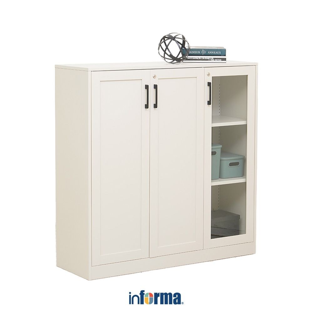 Informa Patto Kabinet Kantor Metal 3 Pintu - Abu-Abu Lemari Kabinet Office Cabinet Penyimpanan Indoo