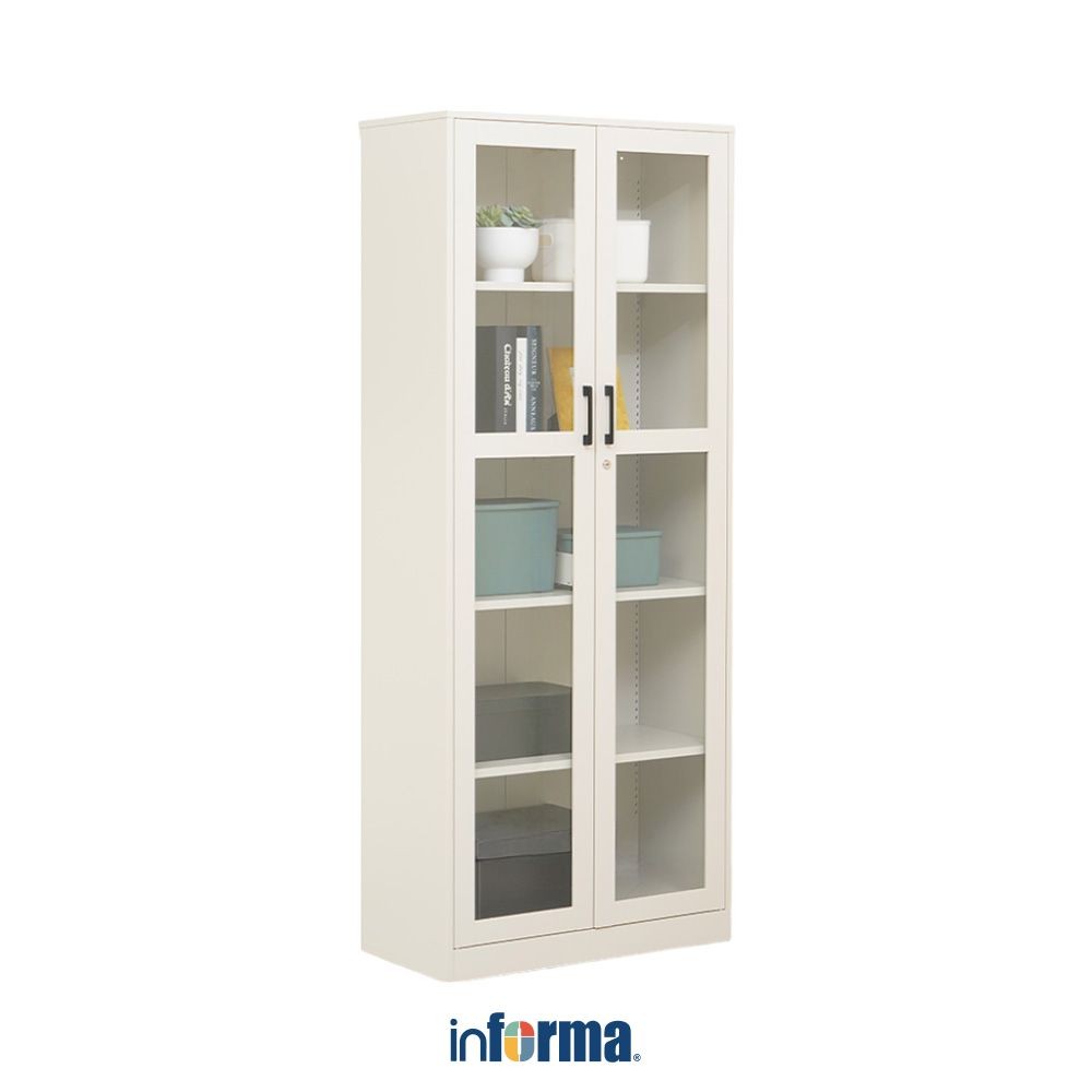 Informa Patto Lemari Arsip Kantor Metal Pintu Kaca - Abu-Abu File Cabinet Lemari Besi Kabinet Tempat