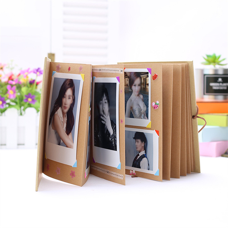 

DIY Vintage Accordion Folding Photo Album This Kraft Paper Growing Souvenir Book Creative Album Card Train Ticket Collection
