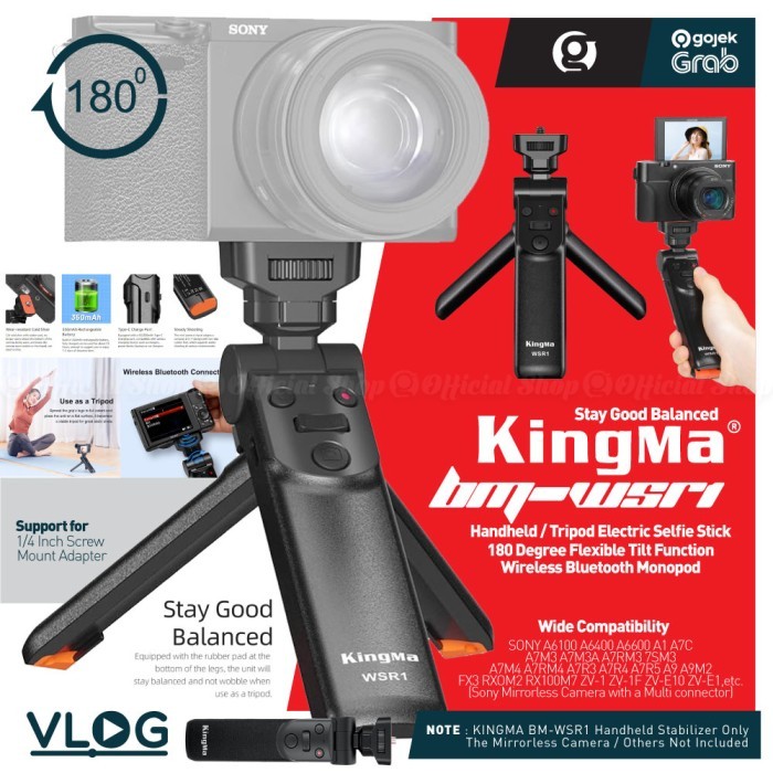 KingMa WSR1 Grip Tripod for Sony Mirrorless Camera Shooting Vlog