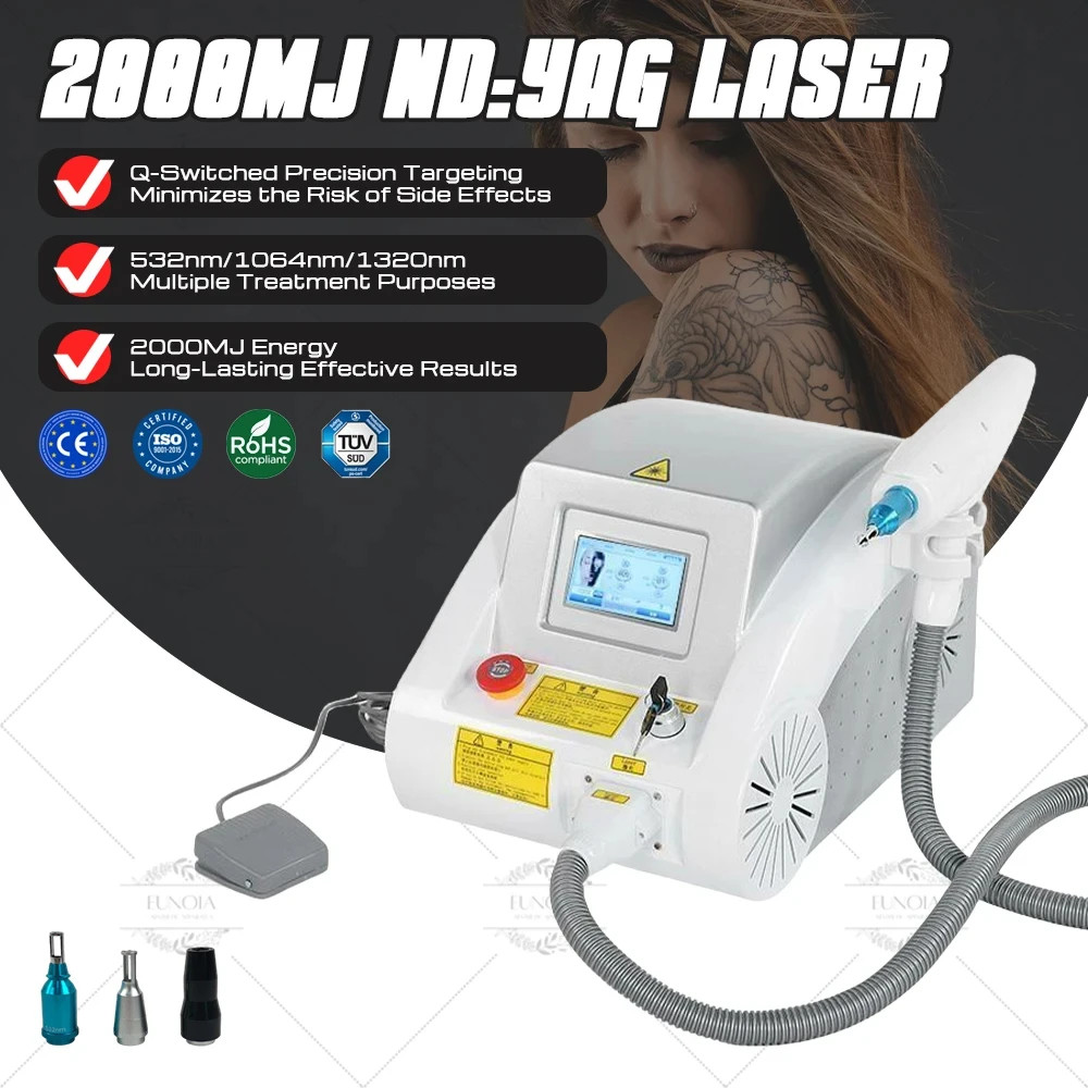 New Hot  Q Switched Nd Yag Laser Therapy Machine Tattoo Removal Machine Wrinkle Remover Peeling Carb