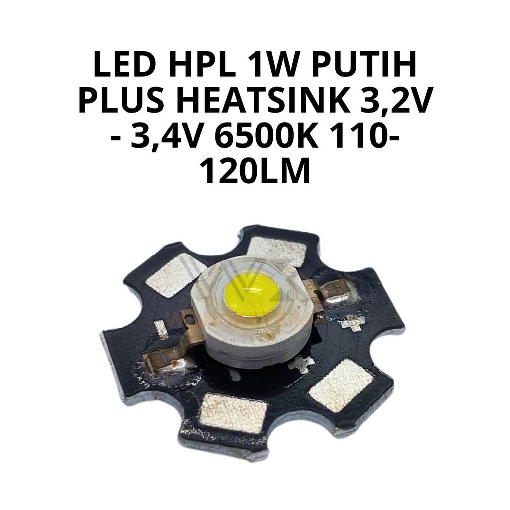 LED HPL 1W WARNA PUTIH PLUS HEATSINK MATA LED SENTER 1 WATT PUTIH