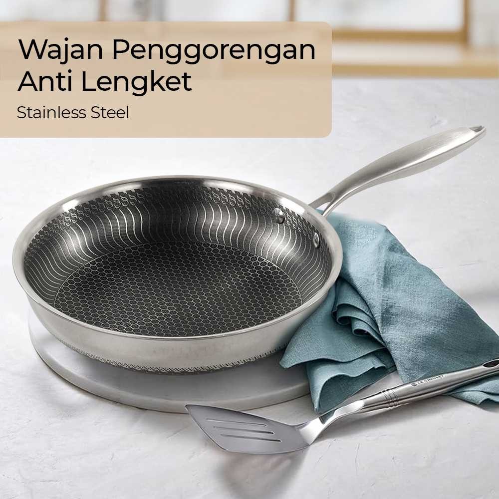 Wajan Penggorengan Frying Pan Stainless Steel Anti Lengket - 316