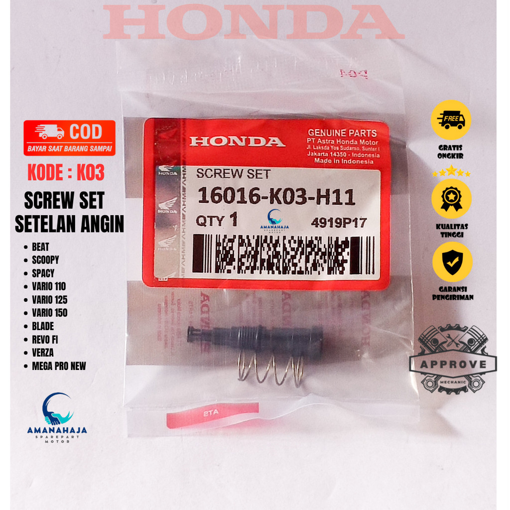 ( GARANSI ) ORI BAUT SETELAN LANGSAM ANGIN HONDA VARIO / BEAT F1 / SUPRA X 125 FI (K03) | SPAREPART 