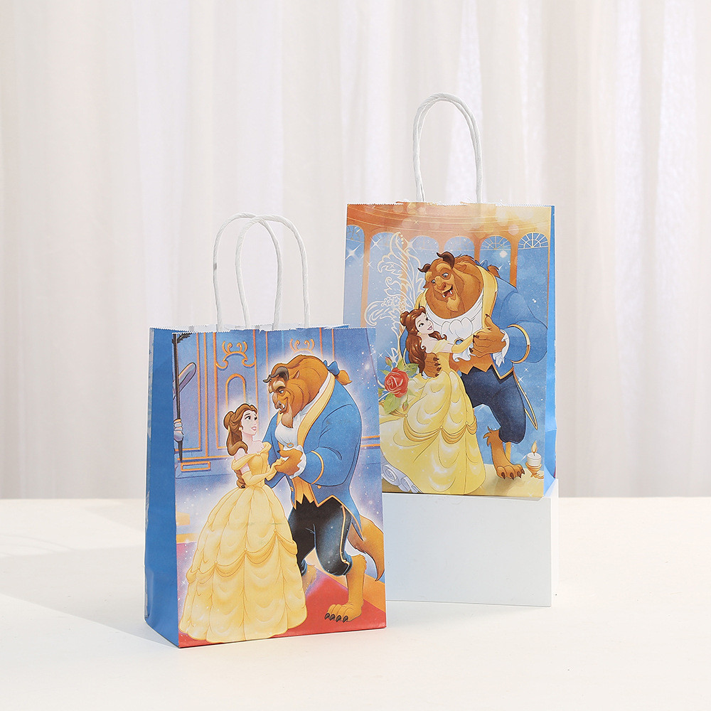 

6pcs Disney Belle Princess Tote Bags Paper Candy Gifts Beauty and the Beast Bag Girls Baby Shower Birthday Party Decoration