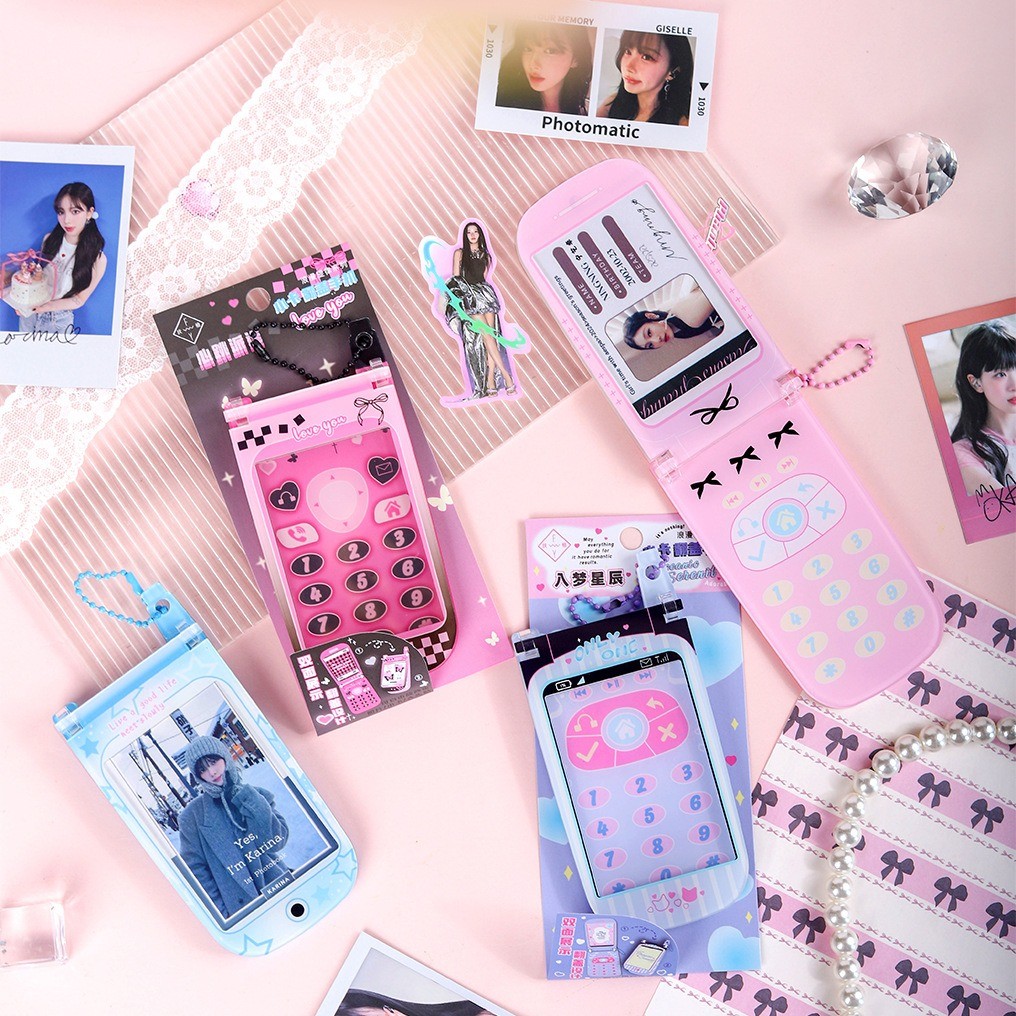 Romantic Melody Flip Phone Photo Card Holder Photo Frame Kpop Star Chasing Card Storage Case Idol De