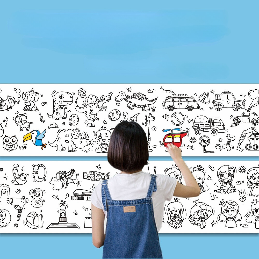 

Children Painting Roll DIY Painting Drawing Early Educational Toys Paper Graffiti Scroll Paper-cut Painting Supplies Stationery
