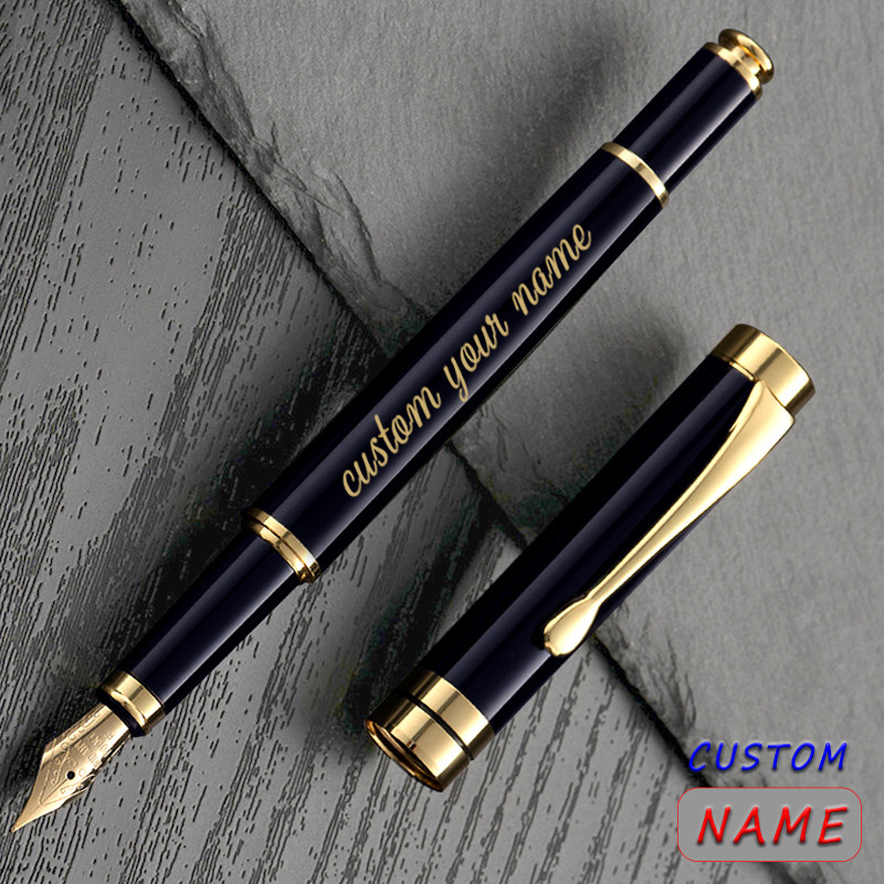 

Golden Text Custom Engraving Fountain Pen Gift School Supplies 2025 Stationery Men Luxury High Quality Writing Office Metal