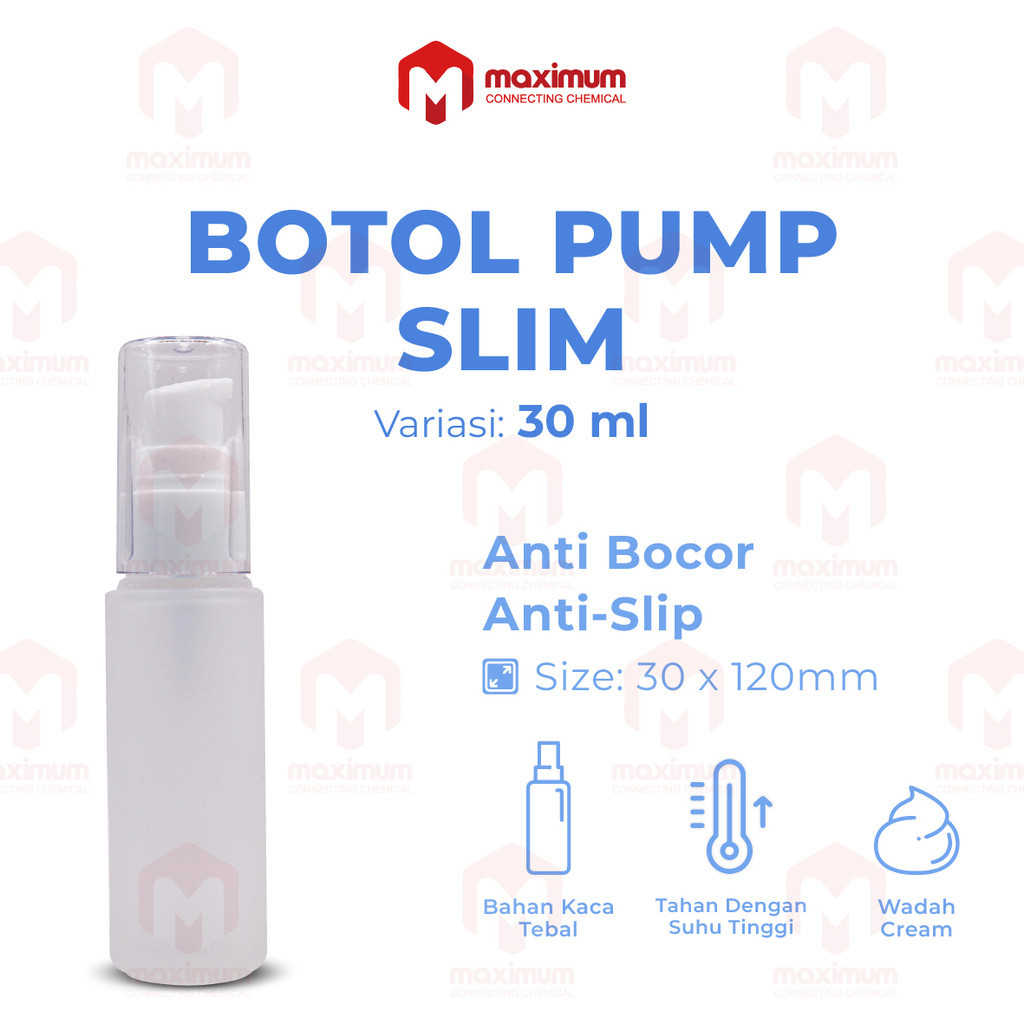 Botol Pump Kaca Tebal Frosted 30ML / Botol Serum 30 ML / Pump Bottle Frosted