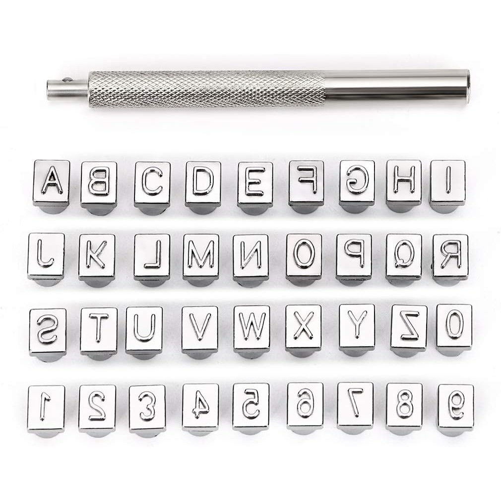 

36pcs Capital Letters Number Stamp Set 3/6mm Alphabet Stamp Tools Leather Craft Stamping Tool Letter Stamp for Clay Leathercraft
