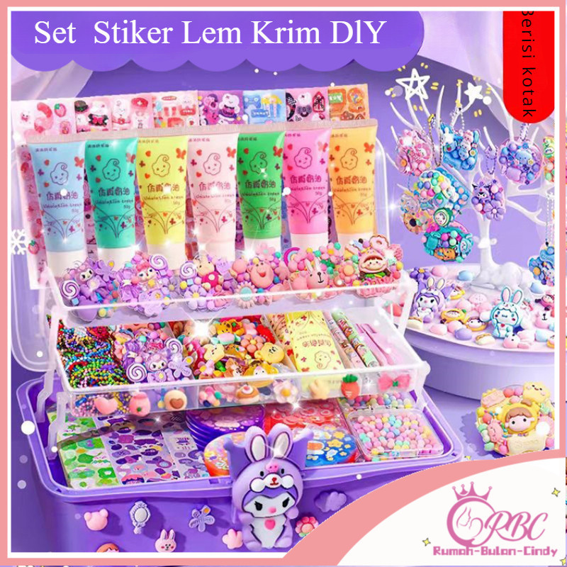 

【Penjual Lokal】DIY Gantungan kunci Stiker Set Mainan Anak Perlengkapan Sekolah Bahan Akun Manual Alat Tulis Anak Sticker Happy Kotak Tiga Lapis Yang
