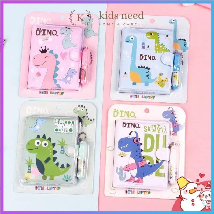 

ACEH.ANL Buku Dairy Kancing Karakter Lucu/Memo+Pen Mini Imut/Notebook BTS - dinosaur