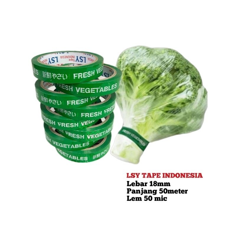 

lakban sayur hijau / fresh vegetables 18mm x 50meter LSY TAPE INDONESIA
