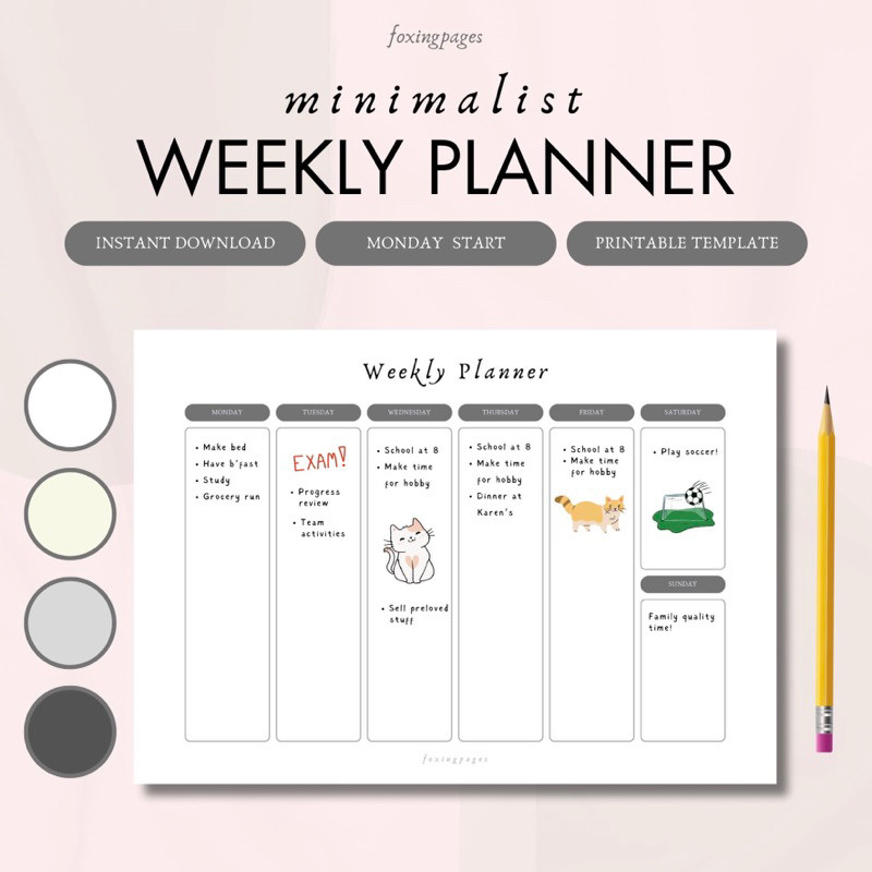 

Brikfid.pro Digital Weekly Planner Goodnotes Template Minimalist Weekly Planner Printable PDF A5 Pages Blank Planner To Do List Termurah