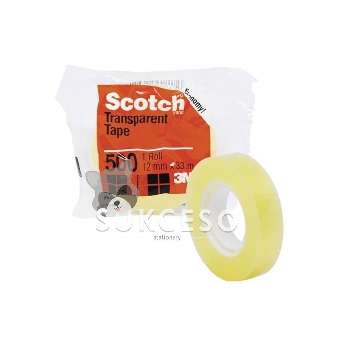 

3M Scotch Transparent Tape 500 12mm x 33m/ Isolasi Bening Kecil Murah
