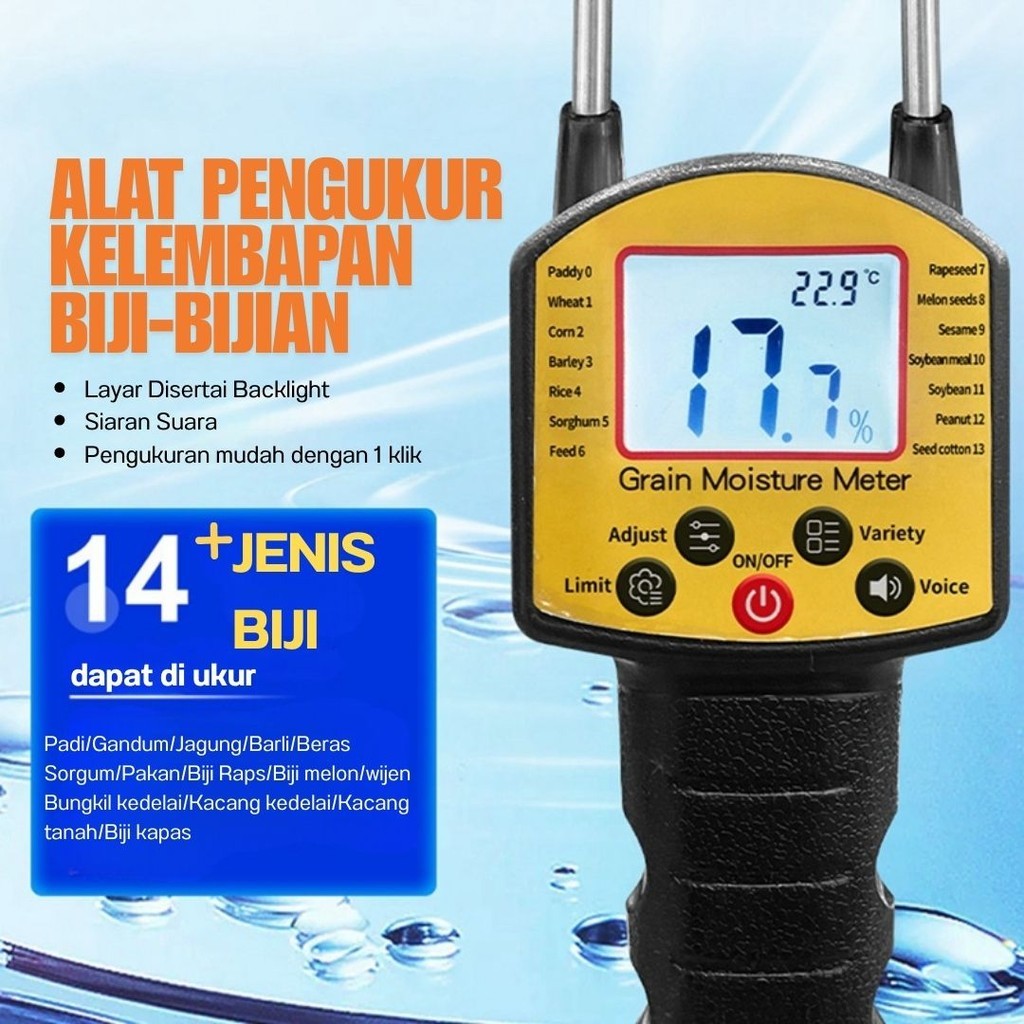 Grain Moisture Meter Pengukur Alat Kadar Air Tester Biji Jagung Beras Padi Digital Ukur Kelembaban