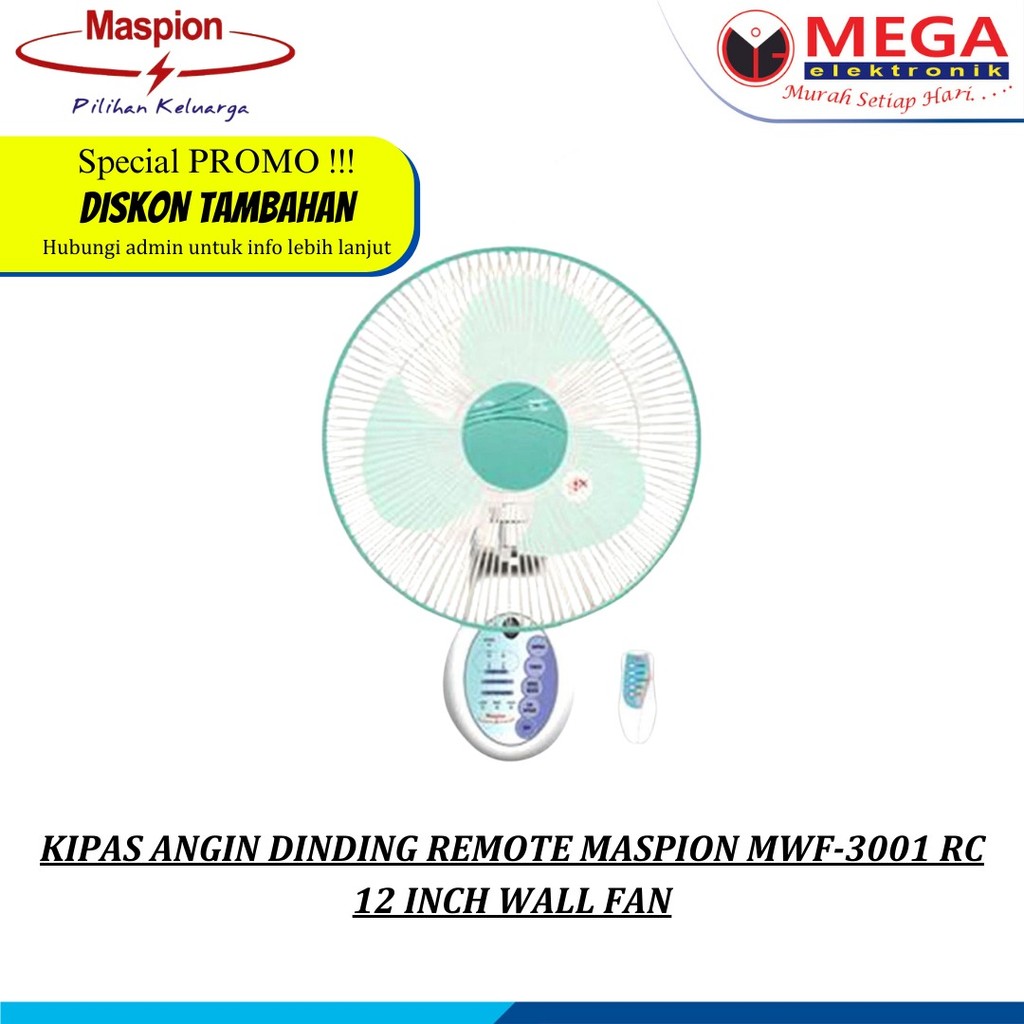 KIPAS ANGIN DINDING REMOTE MASPION MWF-3001 RC 12 INCH WALL FAN