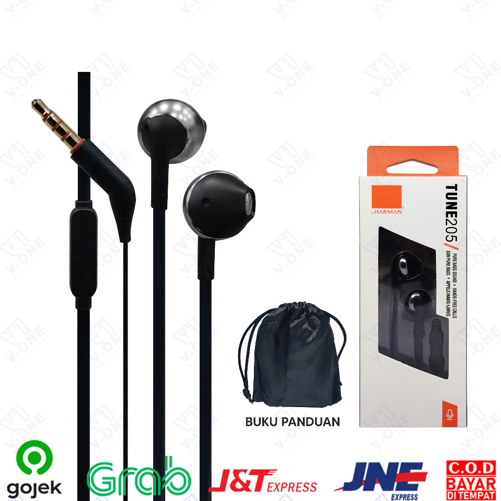 Headset JBL T205 Original by Harman Earphone Handsfree IN HEADPHONES