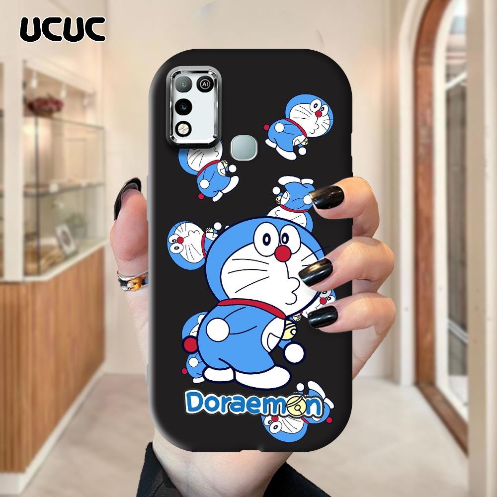 UCUC Infinix Hot 10 Play 11 Play New Original Cartoon Design Silver Edge Lens Fatty Soft Liquid Sili
