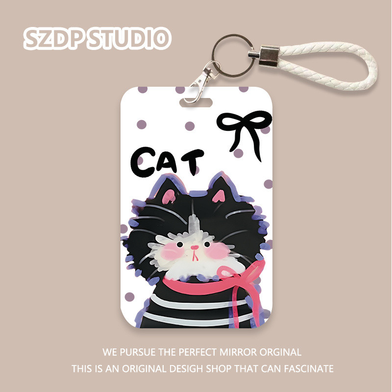 

ID CARD Penutup pelindung gantungan kunci terintegrasi pola kucing lucu kawaii lucu penutup pelindung kartu bank kartun Korea penutup pelindung kartu ID kartu bus