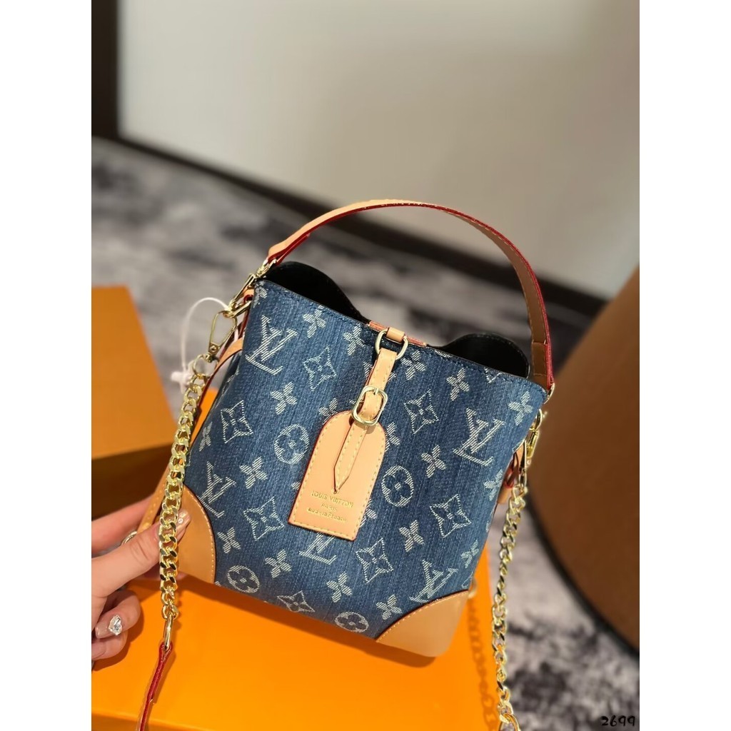 Lv Tote Bag Tote Denim Counter Texture Fashion Female Bag