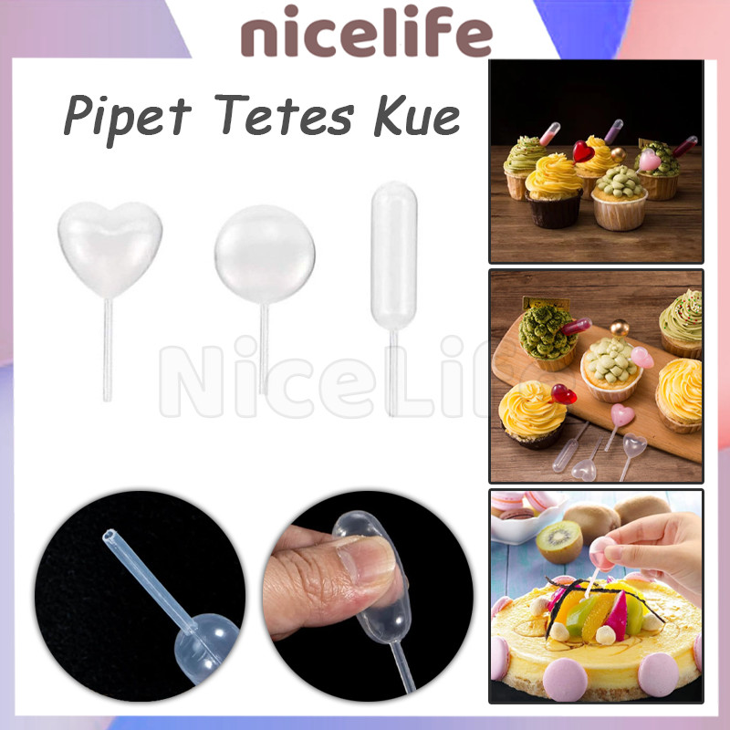 50 Pcs Pipet Tetes Kue Pipet Vla Puding Kue Plastik Tetes Infuser