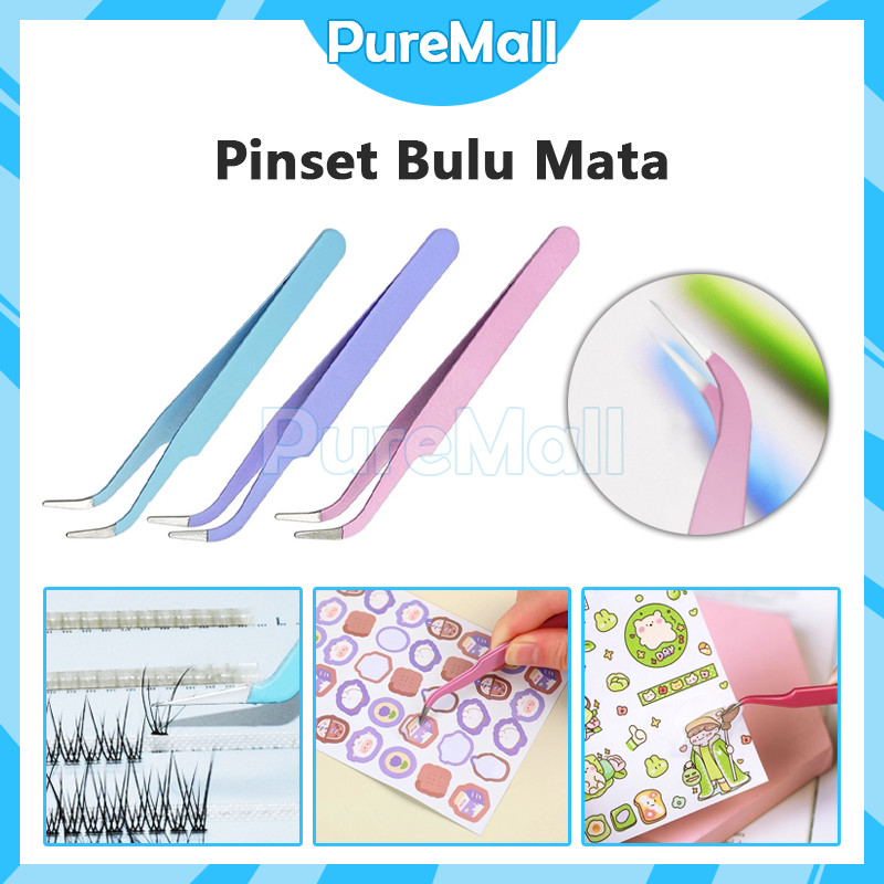 Tweezer Melengkung / Bengkok Lengkung Bulu Mata Eyelash Pinset / Pinset Bulumata