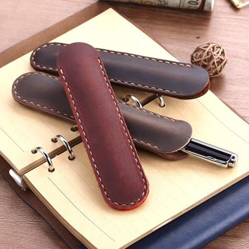 

European American Retro Leather Case Cowhide Bag Creative Student Birthday Gift Single Fountain Pens Protective Stationery Box