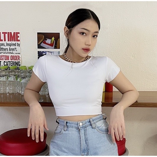 atasan wanita top cewek MODAVIE - LIV CROP TOP Baju Wanita Crop Top Korea Crop Teemurah