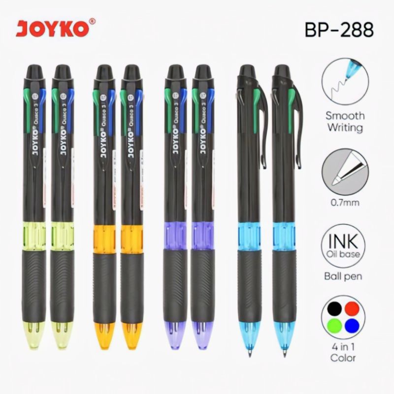 

JOYKO Quaco 3 BP-288 4 in 1 Pulpen Joyko 4 warna