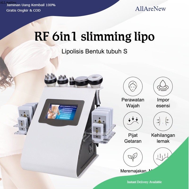[AllareNew] 6 in 1 RF Lipolaser 40k Alat rf wajah slimming radio frequency lipo laser cavitasi Pelan