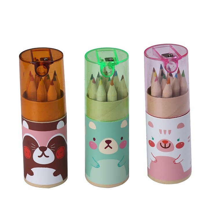 

Pensil warna KAYU dengan tempat Peraut Dan Pensil Warna Set 12 Mini DAR