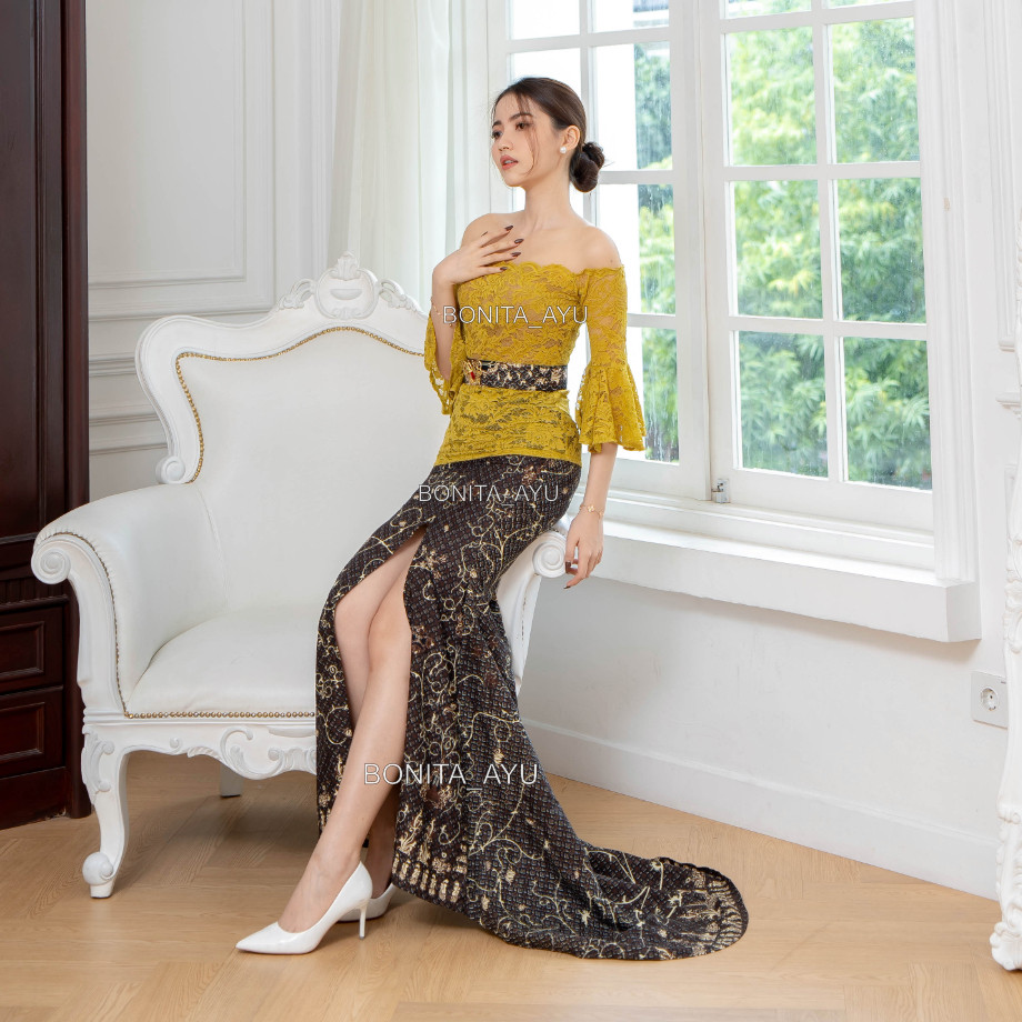 Set Kebaya Etnik & Rok Duyung Ekor Bonita Ayu / Ayana Paris Fenomenal ORIGINAL OKE