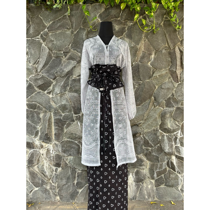 SALE Delova Wardrobe - Outer brokat-One set rok lilit jumputan