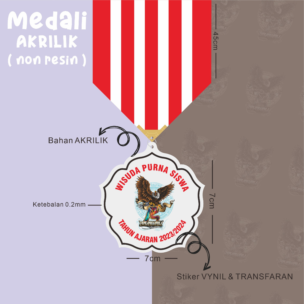 

MEDALI WISUDA AKRILIK CUSTOM UKURAN DIAMETER 7cm