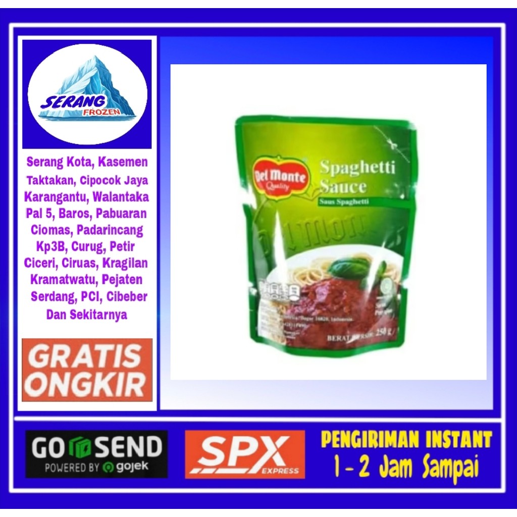

Spaghetti Delmonte 250g, Saos Spageti,Saus, Serang Frozen