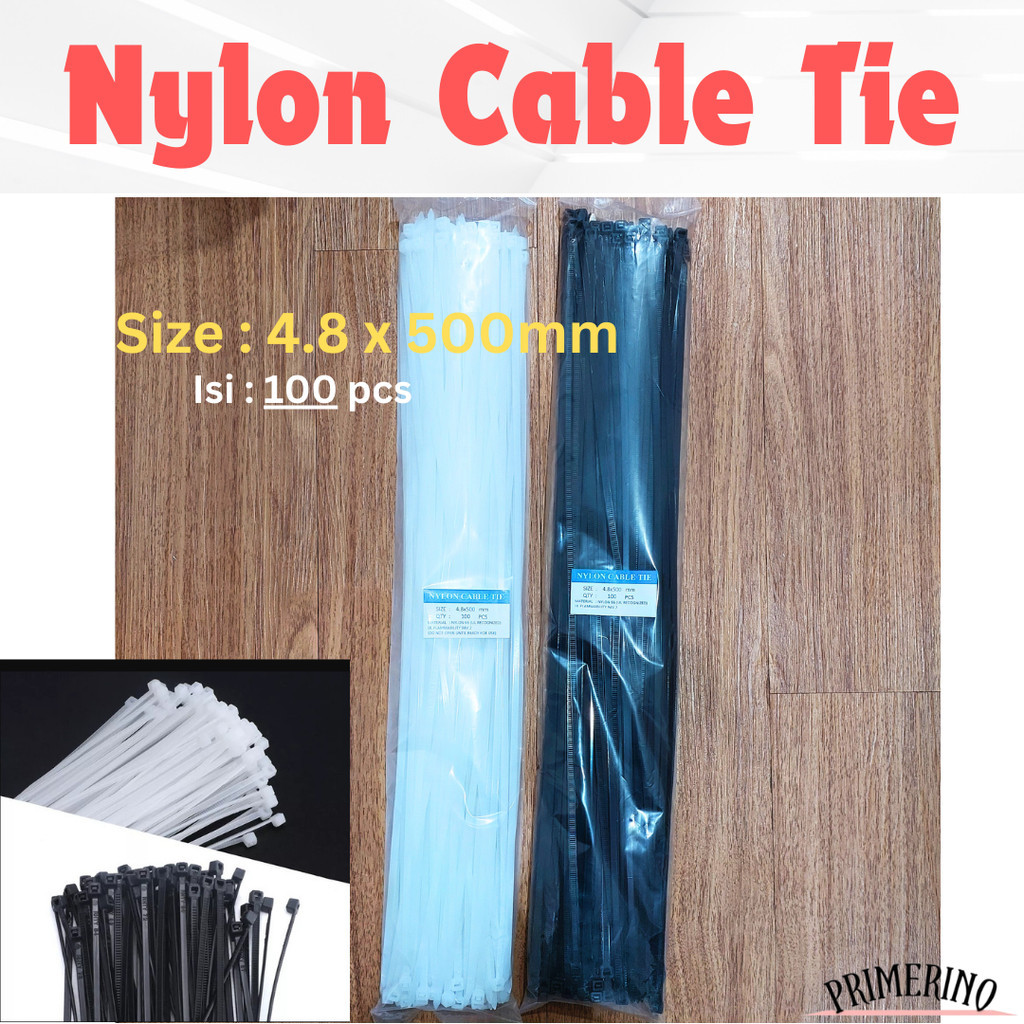 

Nylon Cable Ties 4.8 x 500 mm (50CM) Pengikat Kabel Tie (100 pcs) Kable Tis