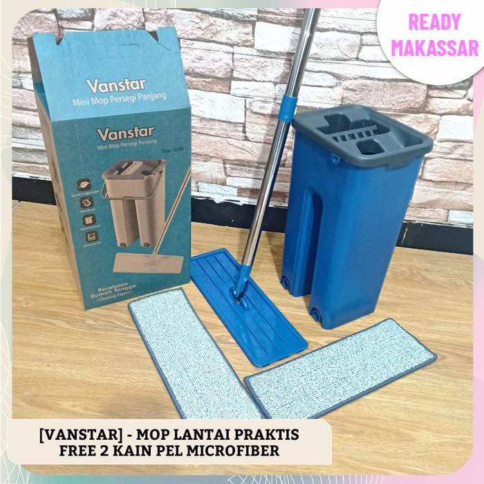 SUPER CLEAN BEBAS DEBU INEM FLAT MOP ALAT PEL PRAKTIS SCRATCH MOP VANSTAR DAPAT 2 KAIN PEL