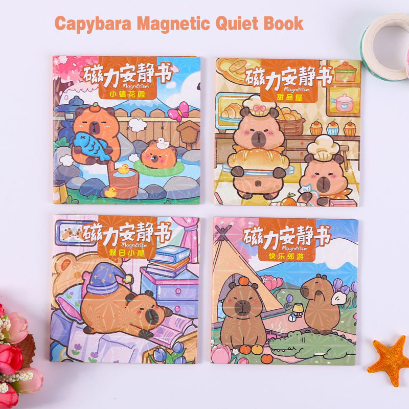 

1 Pieces Capybara Magnetic Quiet Book Handmade DIY Repeatable Toy Magnetic Stickers Girl's Children's Creative Gift Kids Toys