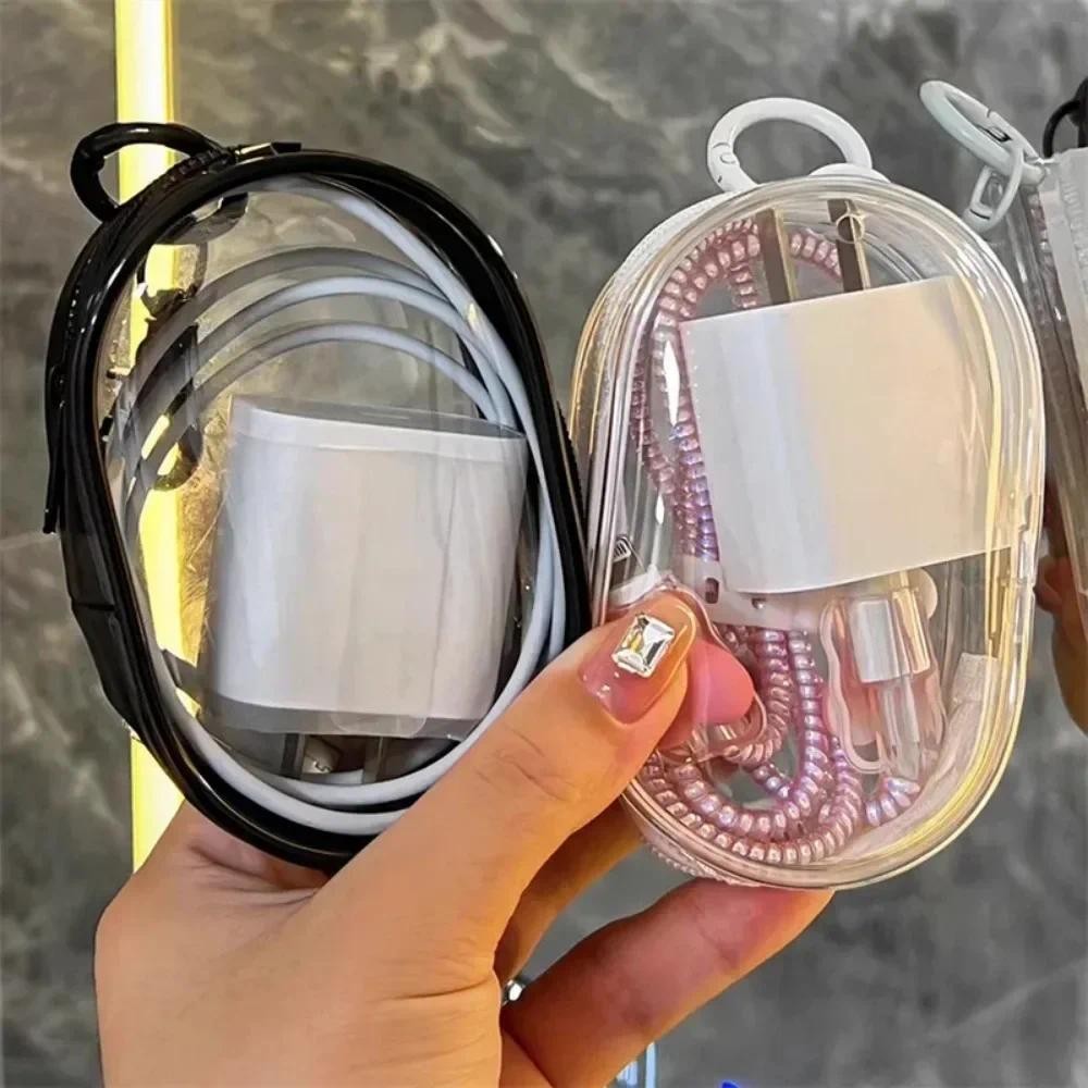 

Portable Mini Clear Zipper Storage Bag Keychain Cartoon Doll Children Toy Mystery Box Organizer for Earphones Chargers Gift Bag