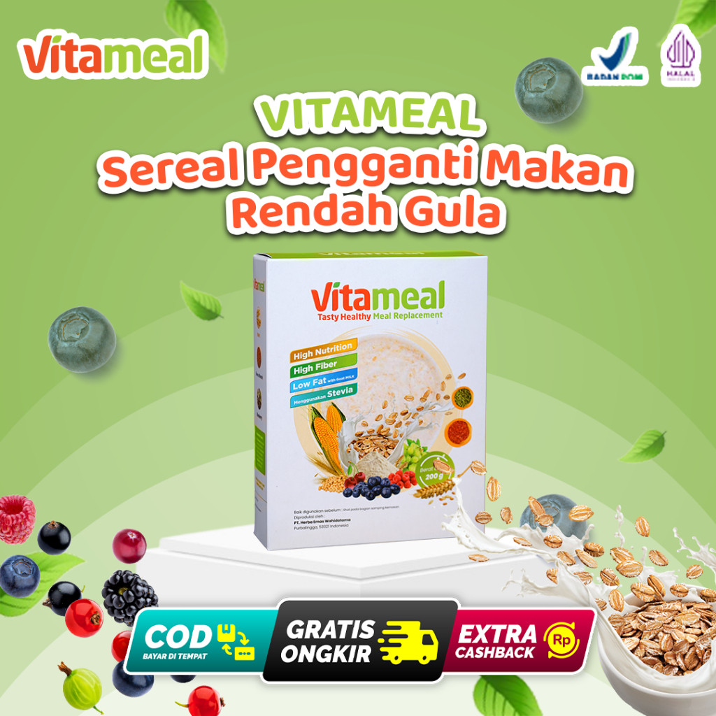 

Vitameal - Sereal Solusi Gula Darah, Diabetes, Asam Lambung, Gerd, dan Kolestrol Tanpa Efek Samping 200ml