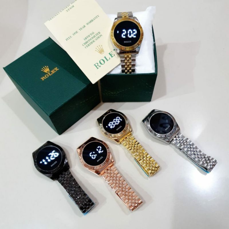 Promo Free Box & Batre  Jam Tangan Wanita Rolex Led Digital Touch A9778 Watch Tali Rantai Solid Fash