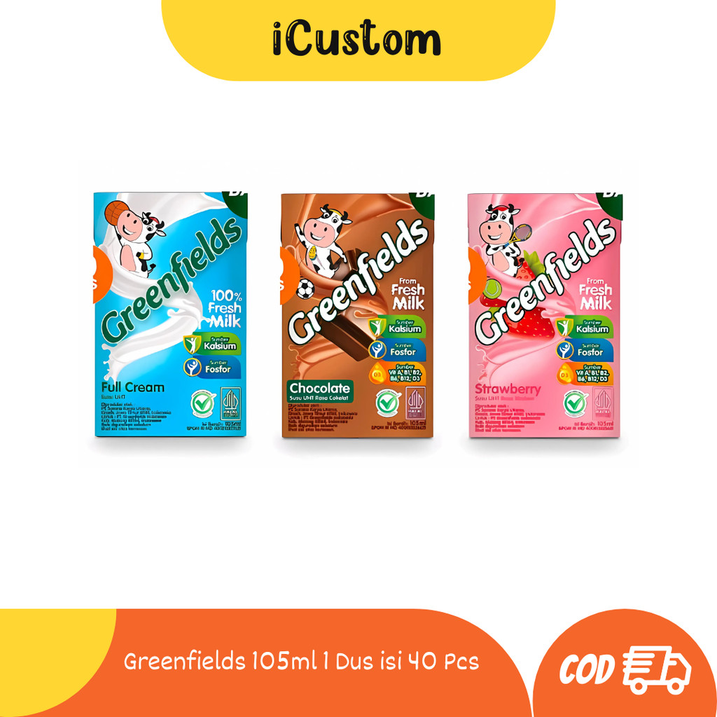 

Greenfields 105ml 1 Dus isi 40 Pcs / Susu Uht Greenfields 105 ML