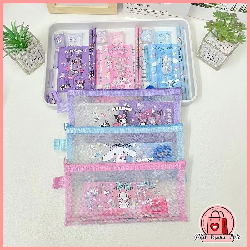

Kotak Pensil Set Jaring Sanrio Cinnamoroll Kuromi Melody Y3512